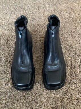 Vintage High Sierra Ozark Black Chunky Ankle Boots Y2K Leather Square Toe Sz.9